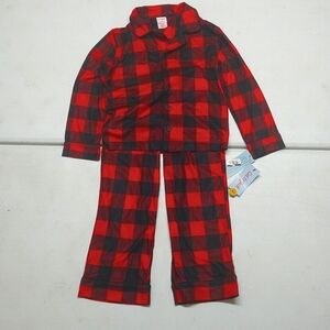 New! Kids' 2pc Button Up Pajama Set Buffalo Check - Cat & Jack™ Red M